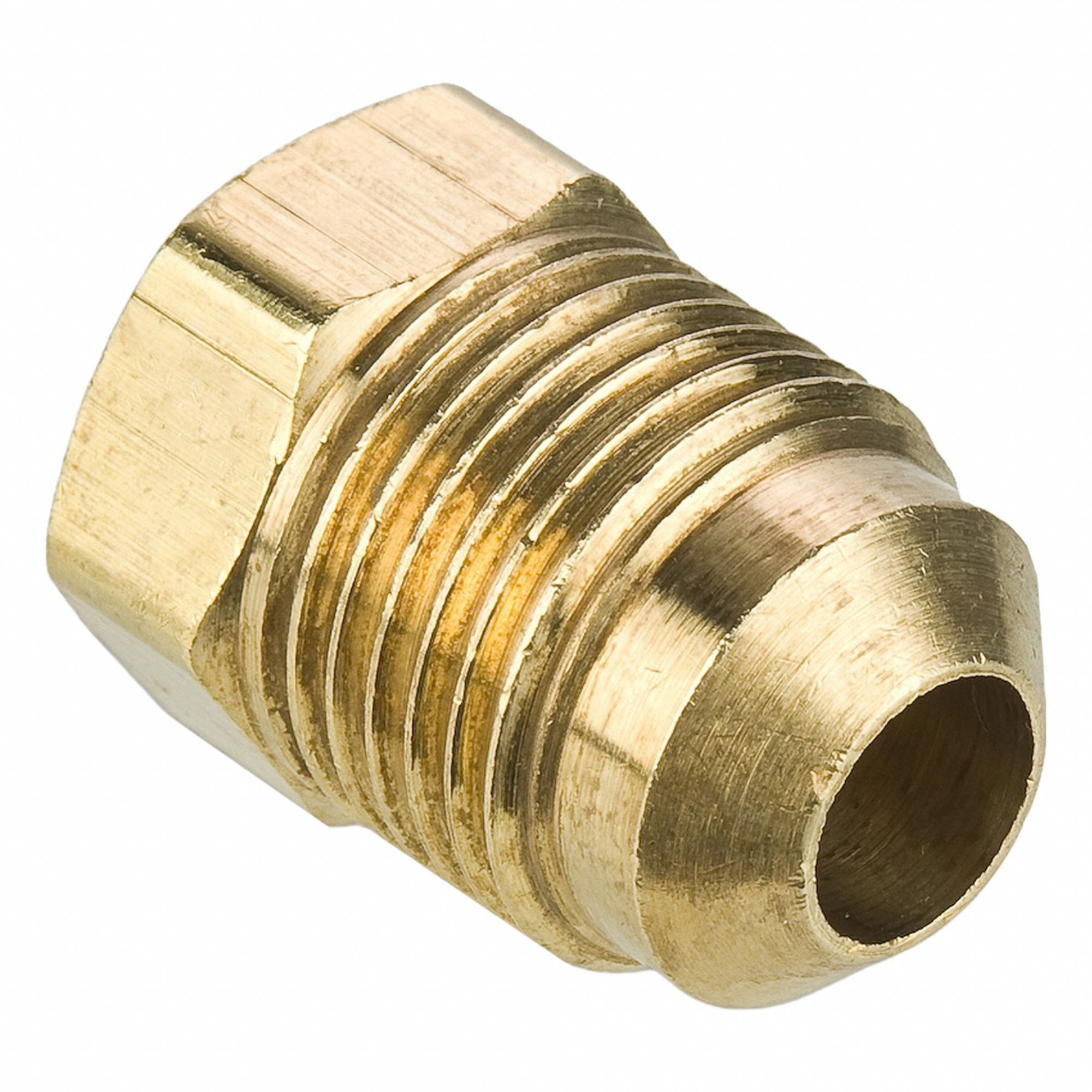 Flared Fitting Plug: 5/16 in OD Fitting Size, Flared, Brass