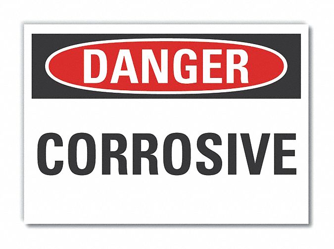  Corrosive Materials Danger Label: Polyester, Adhesive Sign Mounting, Not Retroreflective