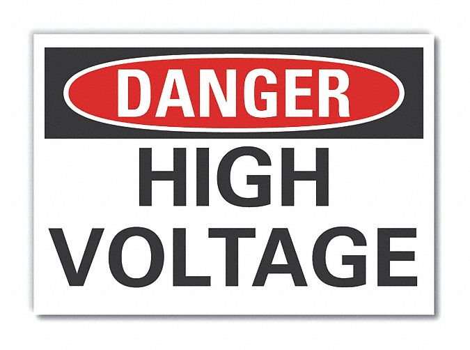 High Voltage Danger Label: Polyester, Adhesive Sign Mounting, 10 in x 14 in Nominal Sign Size