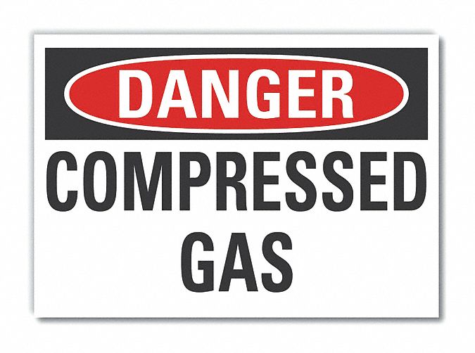 Polyester, Adhesive Sign Mounting, Compressed Gas Danger Label - 63JX36 ...