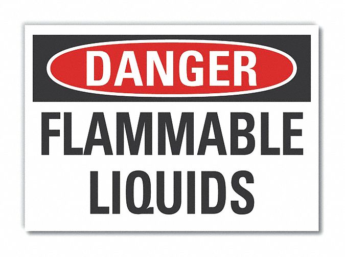  Flammable Liquid Danger Label: Polyester, Adhesive Sign Mounting, 10 in x 14 in Nominal Sign Size