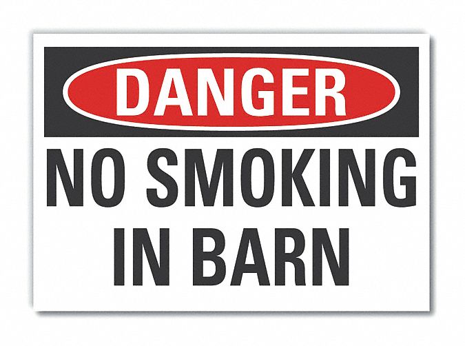  No Smoking Danger Label: Polyester, Adhesive Sign Mounting, 10 in x 14 in Nominal Sign Size