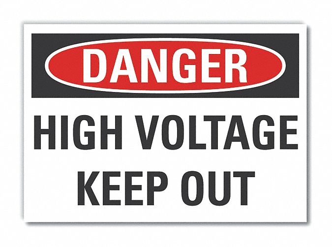  High Voltage Danger Label: Polyester, Adhesive Sign Mounting, 10 in x 14 in Nominal Sign Size