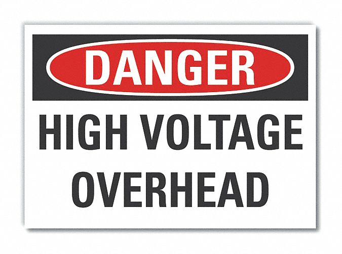  High Voltage Danger Label: Polyester, Adhesive Sign Mounting, 10 in x 14 in Nominal Sign Size