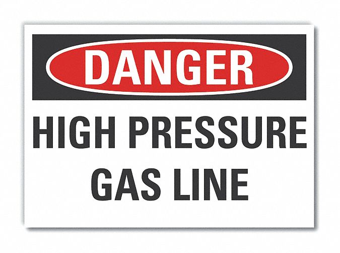  High Pressure Danger Label: Polyester, Adhesive Sign Mounting, 10 in x 14 in Nominal Sign Size