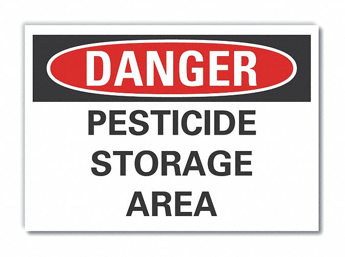  Pesticide Danger Label: Polyester, Adhesive Sign Mounting, 10 in x 14 in Nominal Sign Size