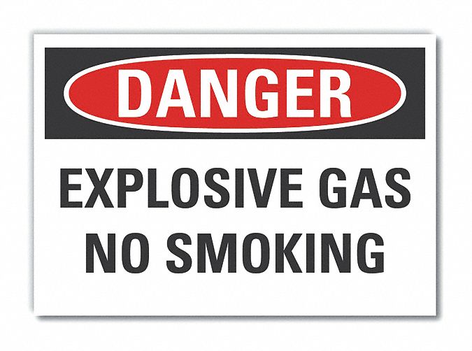  No Smoking Danger Label: Polyester, Adhesive Sign Mounting, 10 in x 14 in Nominal Sign Size, Danger