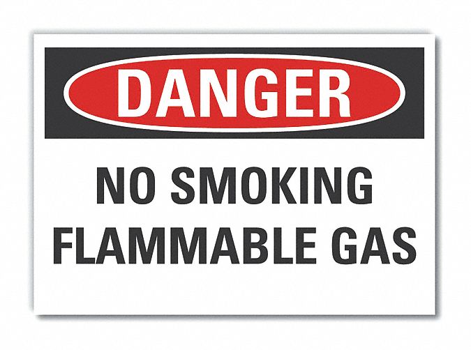 No Smoking Danger Lbl, 7x10in, Polyester