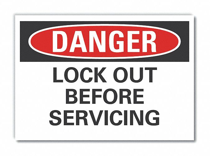  Lockout Tagout Danger Label: Polyester, Adhesive Sign Mounting, 10 in x 14 in Nominal Sign Size