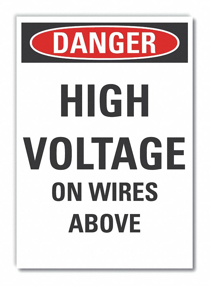  High Voltage Danger Label: Polyester, Adhesive Sign Mounting, 10 in x 7 in Nominal Sign Size