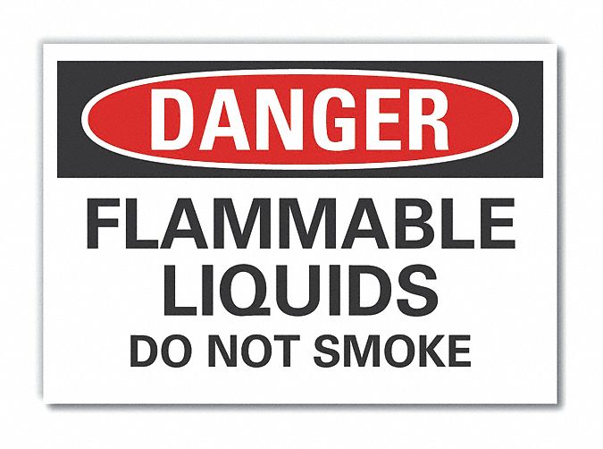  Flammable Liquid Danger Label: Polyester, Adhesive Sign Mounting, 10 in x 14 in Nominal Sign Size