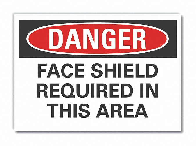  Face Mask Danger Label: Polyester, Adhesive Sign Mounting, 10 in x 14 in Nominal Sign Size