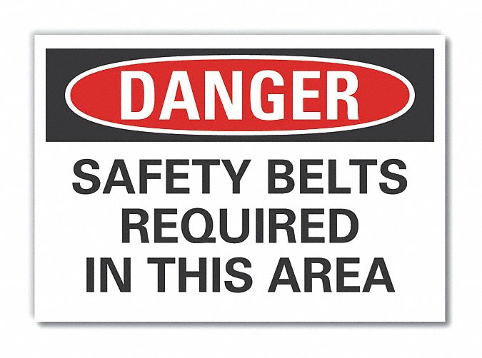 Safety Belt Danger Rflct Label, 3.5x5in