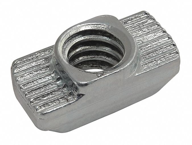 Drop in T-Nut: 1/4"-20 Size, 6 mm Thread Lg, 30 Series, Zinc-Plated, Steel (MPN 13110). Key specifications — Fastener Type: T-Nut; Material: Steel; Finish: Zinc-Plated; T-Slot Fastener Type: T-Nut; Compatible Series: 80/20 30 Series; System of Measurement: Metric; Brand: 80/20; Mounting Type: Drop-In.
