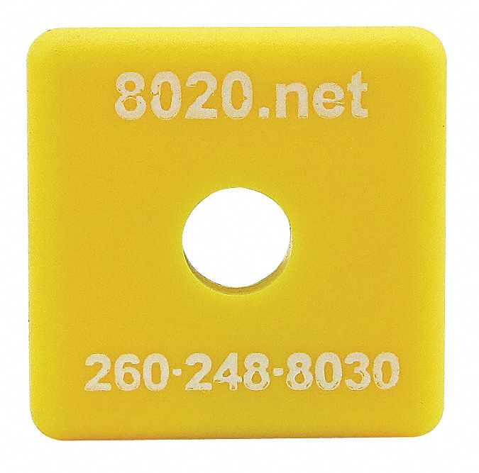 End Cap: 15 Series, Inch, 1 1/2 in x 13/64 in x 1 1/2 in, Yellow, ABS, Matte, For 0.328 in Slot Wd (MPN 2030YEL). Key specifications — Finish: Matte; Product Type: End Cap; Material: ABS; Includes Fasteners: Yes; Manufacturer Part Number: 2030YEL; Brand: 80/20; System of Measurement: Inch.