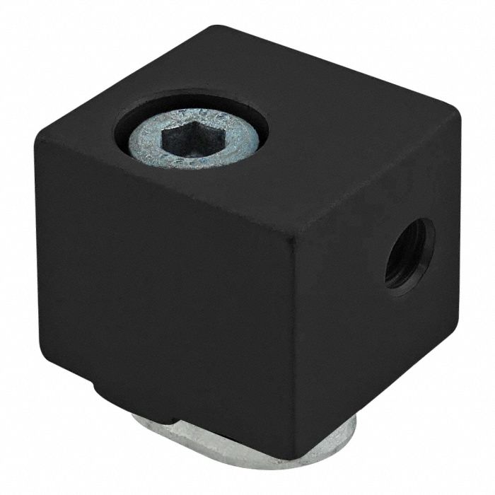 Panel Mount Block: For Std Panel, Anodized, Black, Aluminum, Metric, 80/20 25 Series (MPN 25-2427-BLACK). Key specifications — Brand: 80/20; Includes Fasteners: Yes; Finish: Anodized; Material: Aluminum; Product Type: Panel Mount Block; Compatible Series: 25 Series.