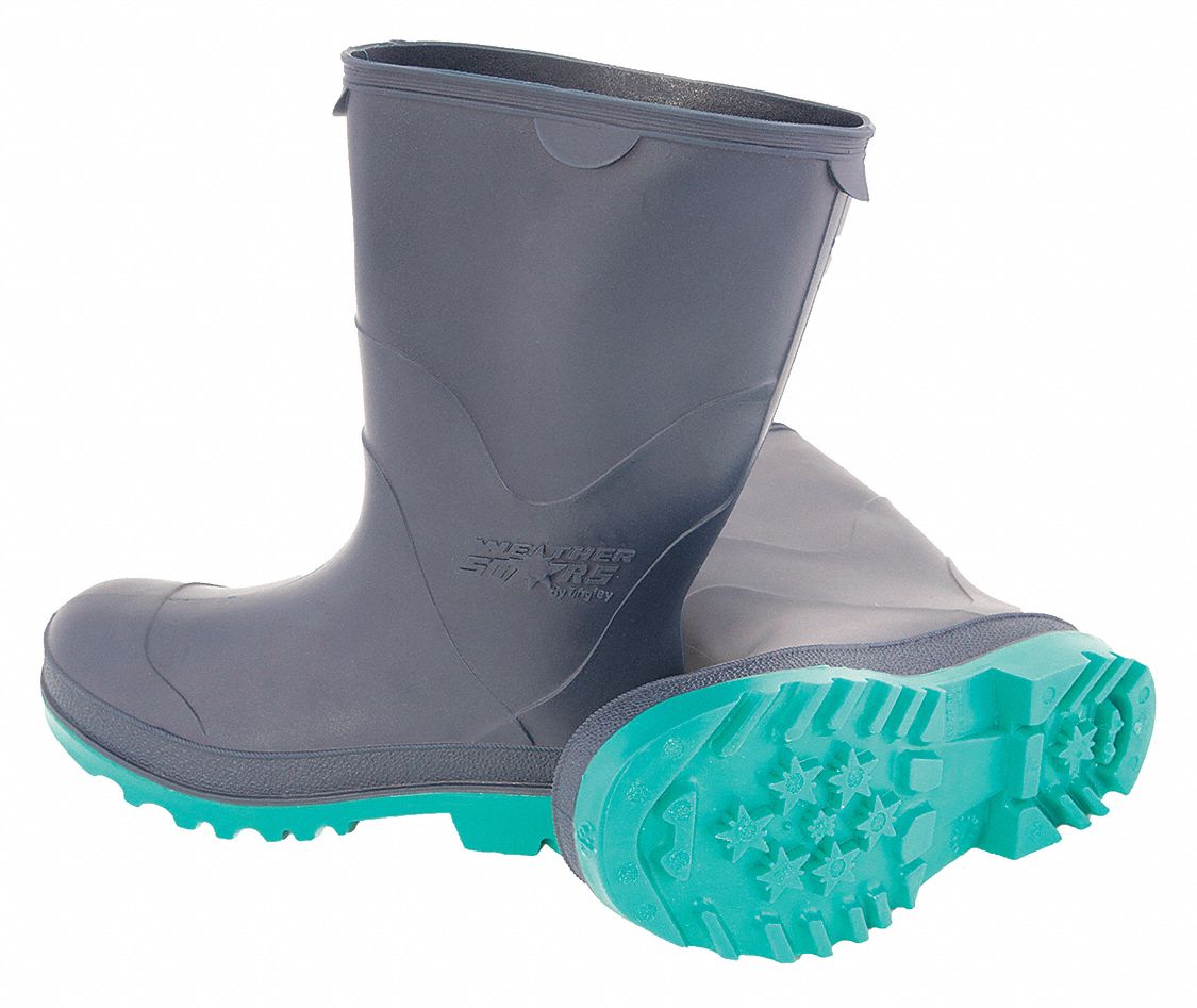 Rain Boot, PVC, Youth Blue/Grn Size06, PR