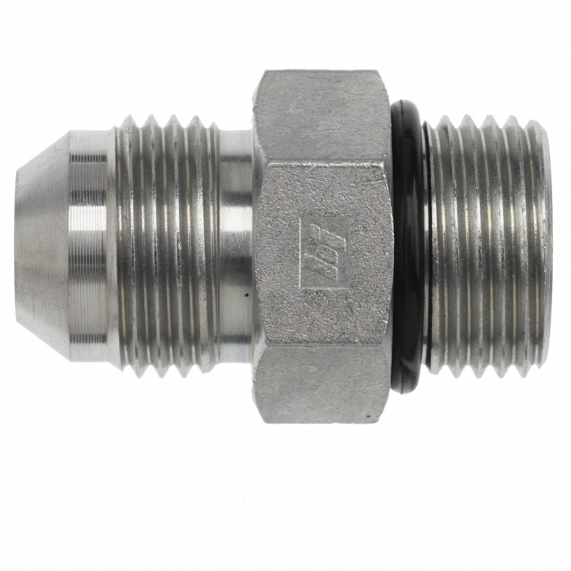 Stainless Hydraulic Adapter: 1-1/16"-12 Thread Size, 3/4 in x 3/4 in Fitting Size, Male x Male