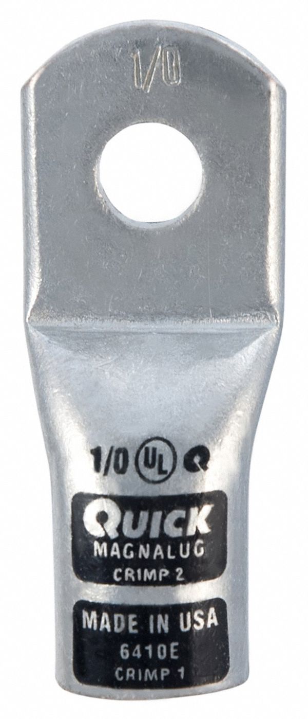 Wire Connector: Heavy Wall Lug, Crimp/Lug, Tin Plated Copper, 1/0 ga, Black, Straight