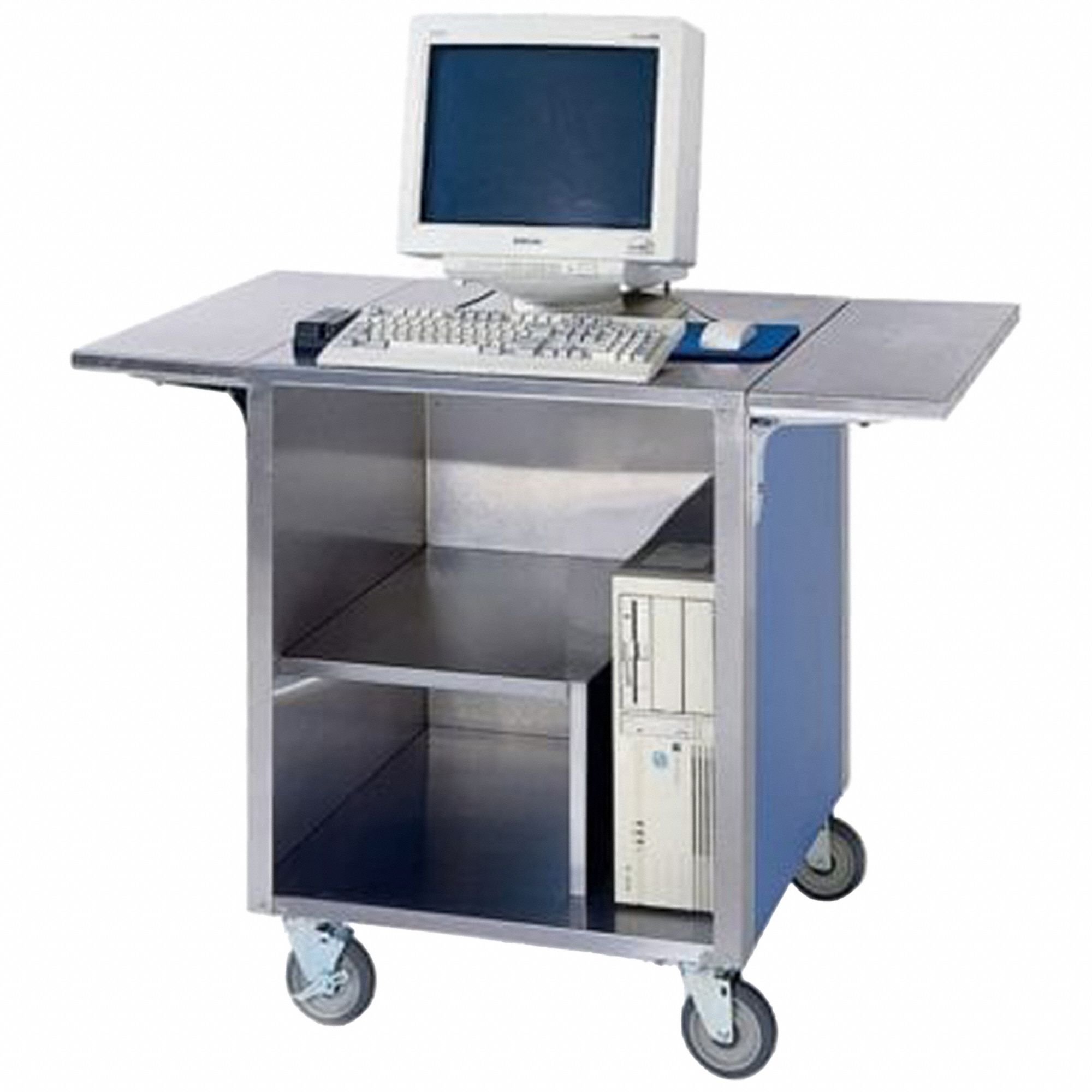 3 Compartments, Blue, Cashier Stand with Drawer - 2XJN3|641BL - Grainger