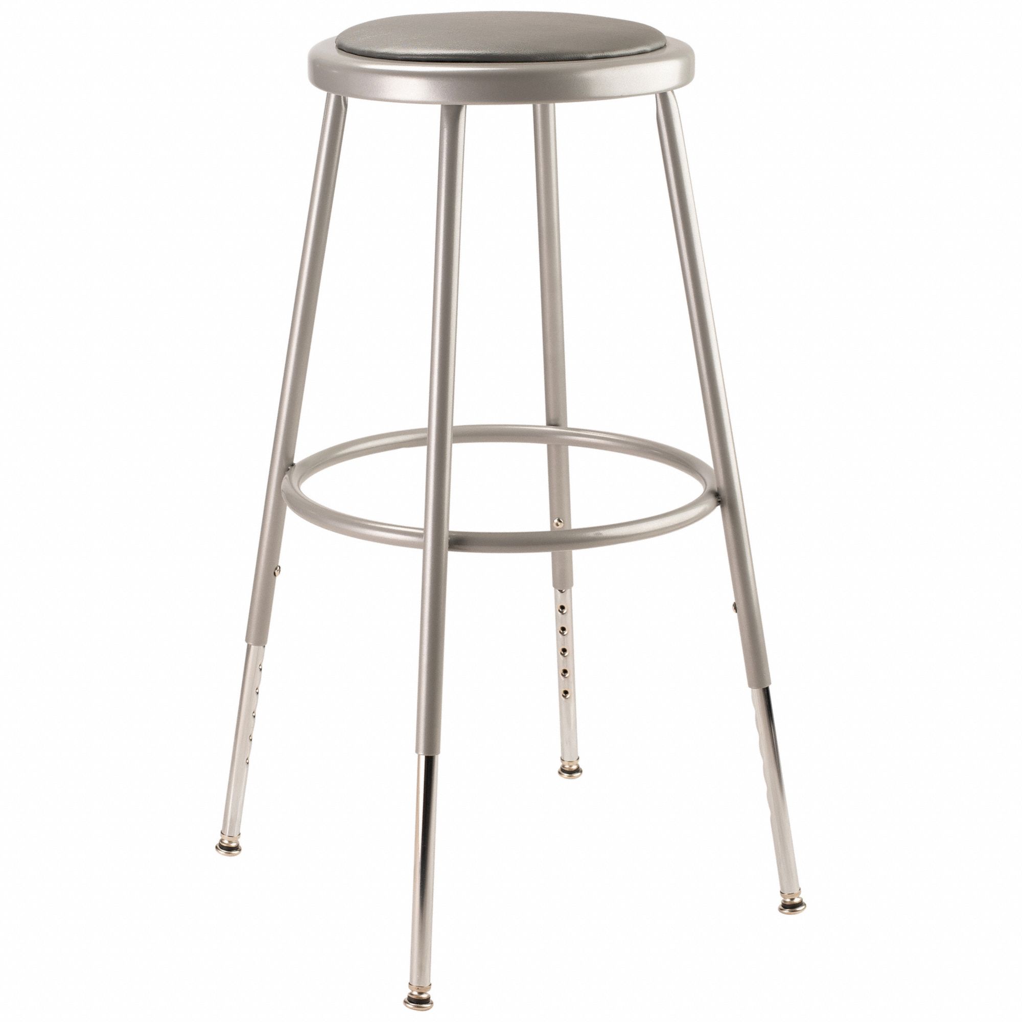 Round Stool Adjustable Legs Gray 25 H