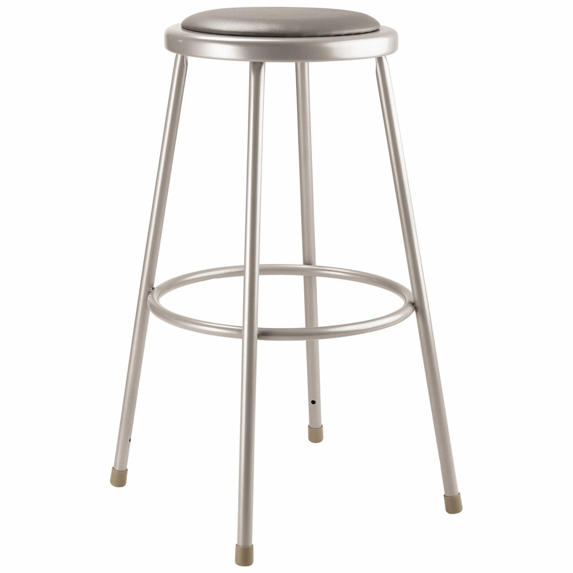 Round Stool: 30 in Overall Ht, 30 in min to 30 in max, No Backrest, Gray