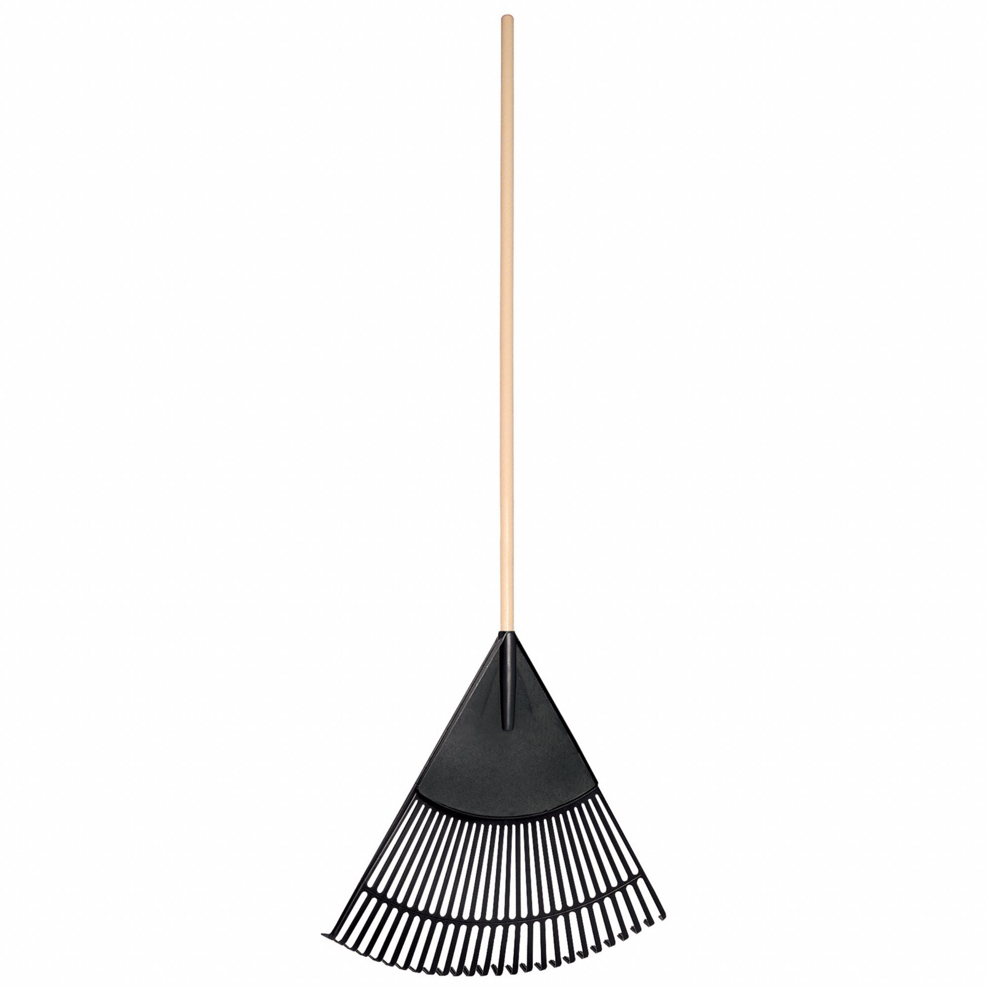 LEAF RAKE, WOOD HANDLE, 48 IN HANDLE L, 26 TINES, 24 IN TINES