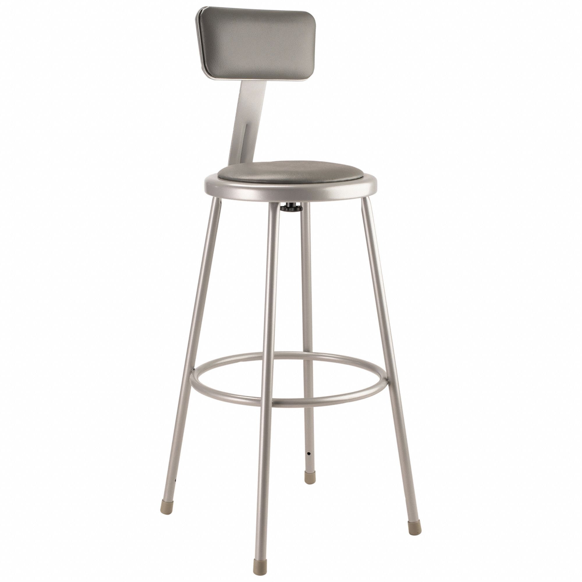 Round Stool: 43 in Overall Ht, 30 in min to 30 in max, Backrest Included