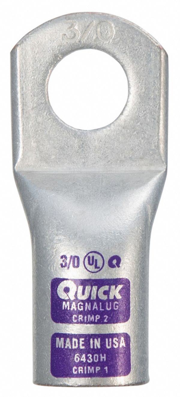 Wire Connector: Heavy Wall Lug, Crimp/Lug, Tin Plated Copper, 3/0 ga, Purple, Straight