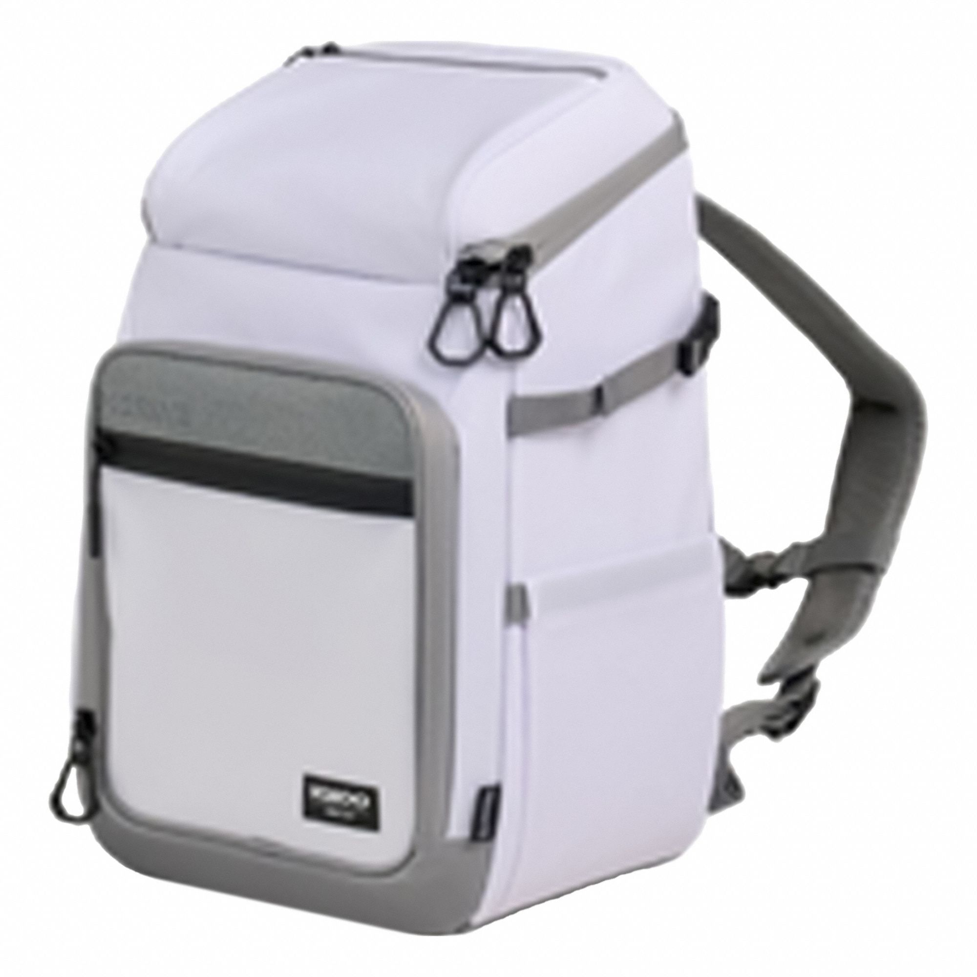 Soft Sided Cooler: Backpack Bag, White, 30 qt Capacity, 30 Cans, 12 in Overall Lg
