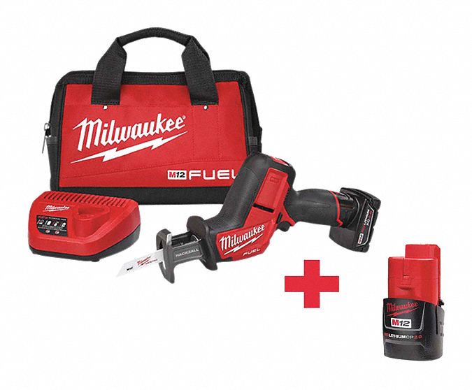 Cordless Recip Saw Kit, 3000 SPM, 12VDC