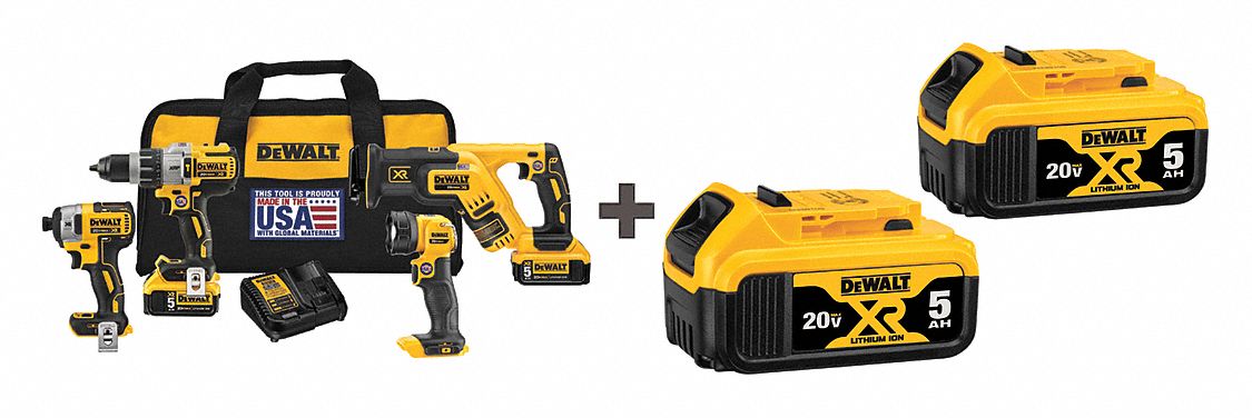 Cordless Combination Kit, 4 Tools, 20V DC