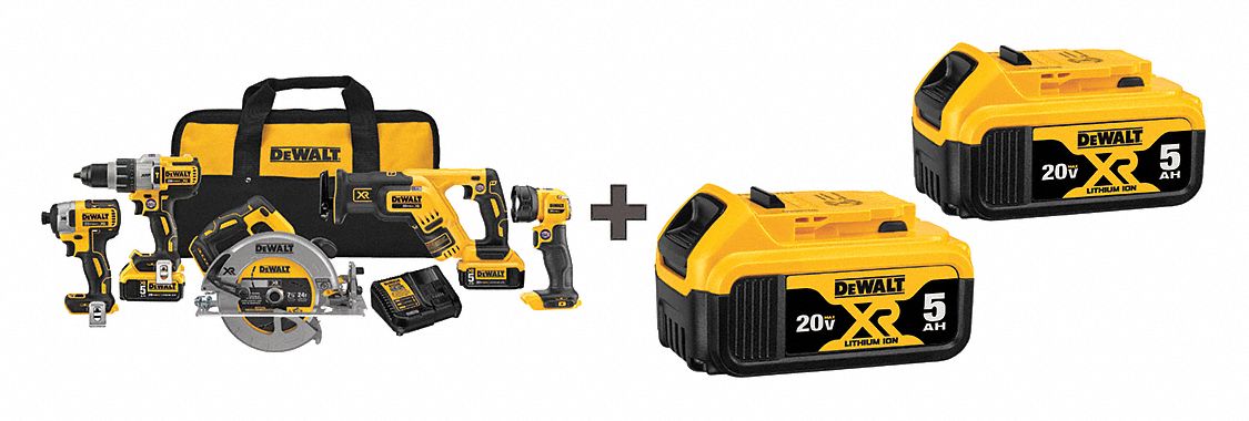 Cordless Combination Kit, 5 Tools, 20V DC