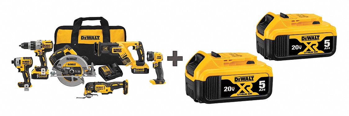 Cordless Combination Kit, 6 Tools, 20V DC