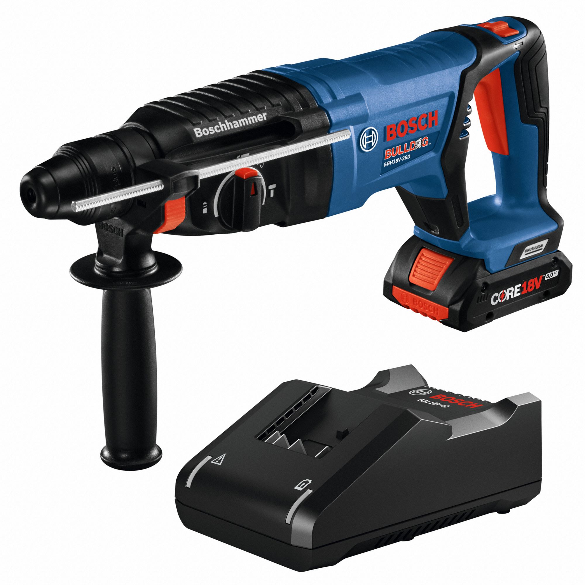 Cordless Rotary Hammer: D-Handle, 18V DC, SDS-Plus, 2 5/8 in max, 8.0 Ah, 1.9 ft-lb, 4, 350 bpm