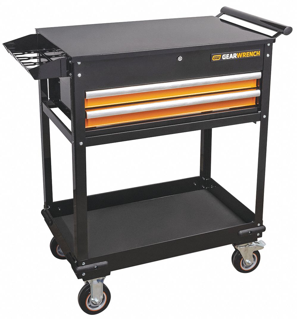 20 2 Drawer Black  Orange Utility Cart