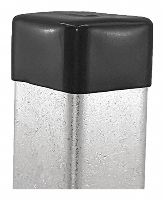 Safety End Cap, 1 5/8 in X 1 5/8 in, Black, PK25, End Caps 64KV17