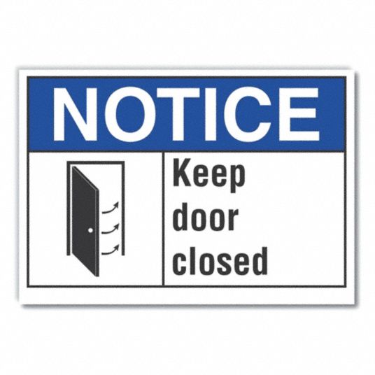 LYLE Door Instruction Notice Label: Polyester, Adhesive Sign Mounting ...