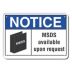 Notice: MSDS Available Upon Request Signs