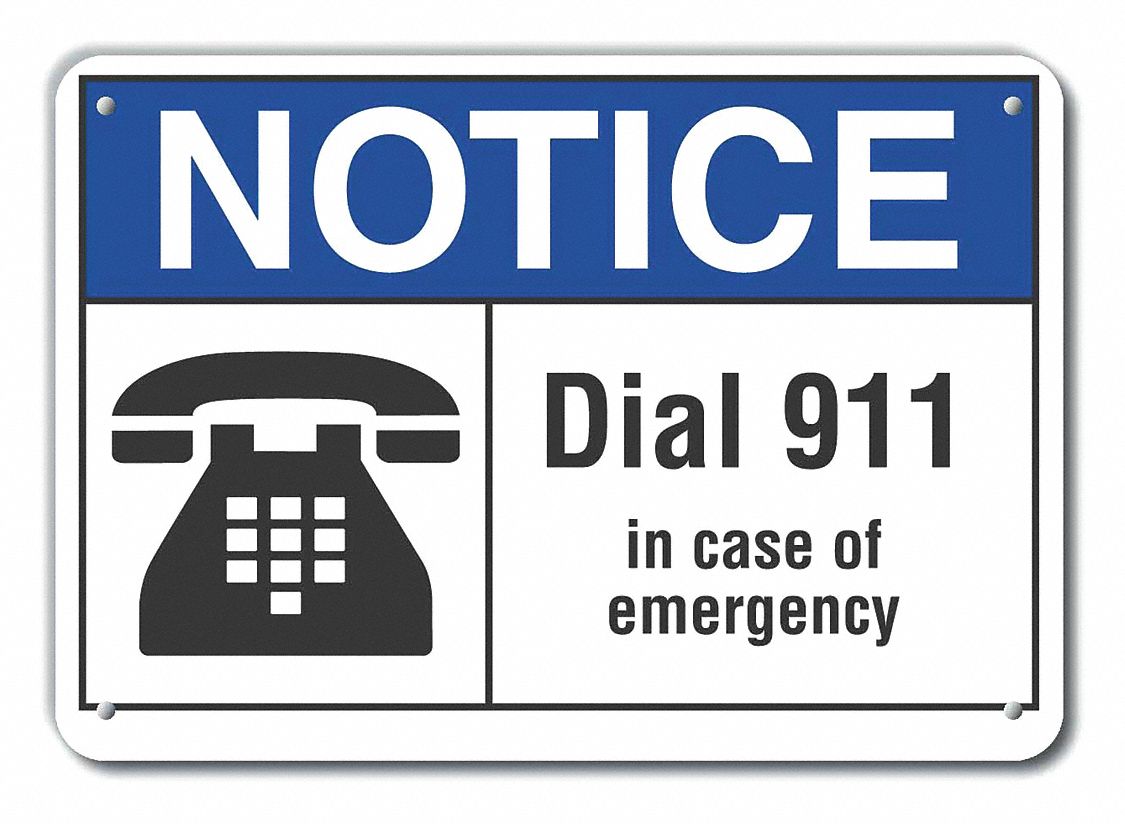 Reflective Emergency Notice Sign: Aluminum, Mounting Holes Sign Mounting, Engineer Grade