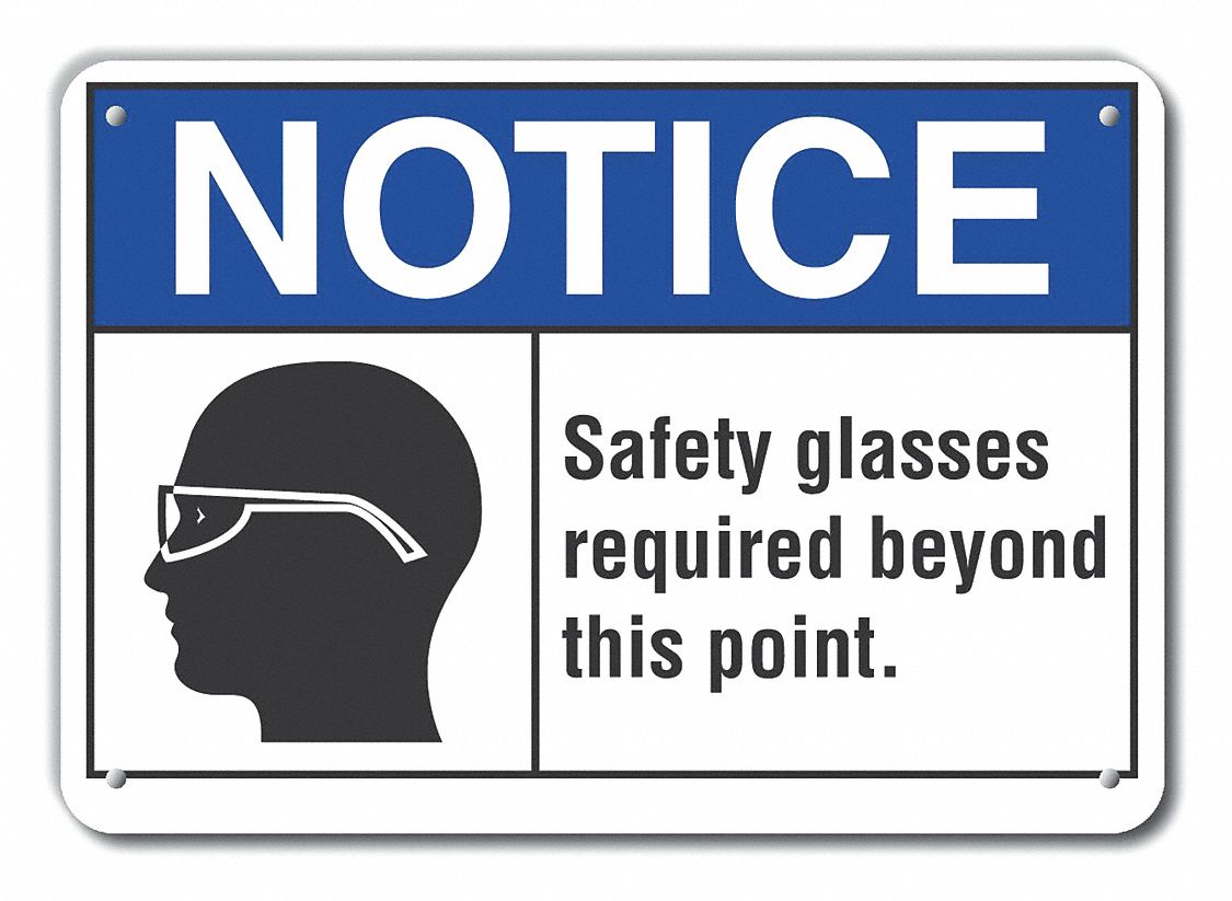 Reflective  Eye  Notice Sign: Aluminum, Mounting Holes Sign Mounting, Engineer Grade, 0.04 in Thick