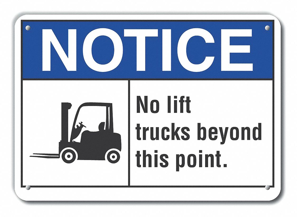 Reflective  Lift Truck Traffic Notice Sign: Aluminum, Mounting Holes Sign Mounting, Engineer Grade