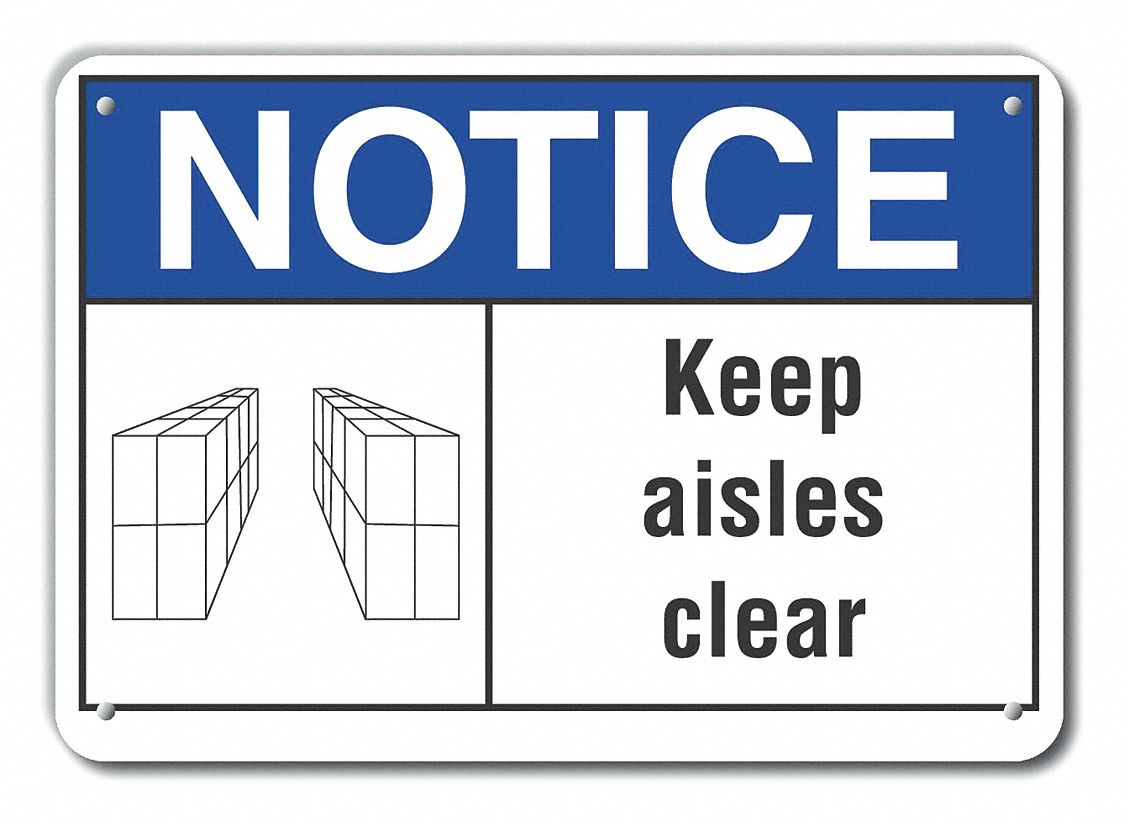 Reflective Keep Clear Notice Sign: Aluminum, Mounting Holes Sign Mounting, Engineer Grade