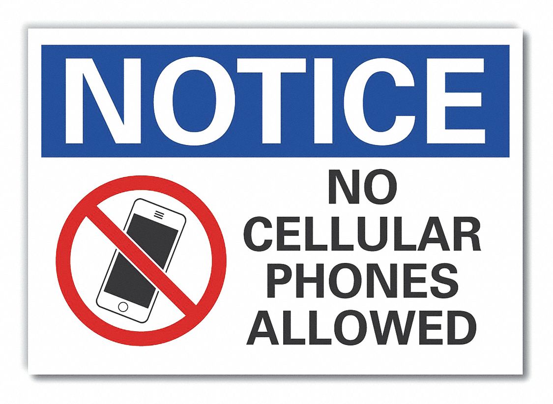 LYLE Notice Sign, No Cellular Phones Allowed, Sign Header Notice