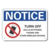 Notice: Turn Off Cellular Phones, Pagers And Other Wireless Devices Signs