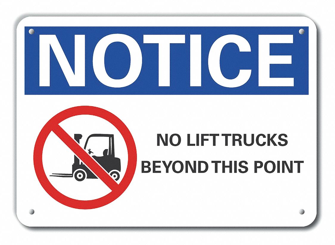 Reflective  Lift Truck Traffic Notice Sign: Aluminum, Mounting Holes Sign Mounting, Engineer Grade