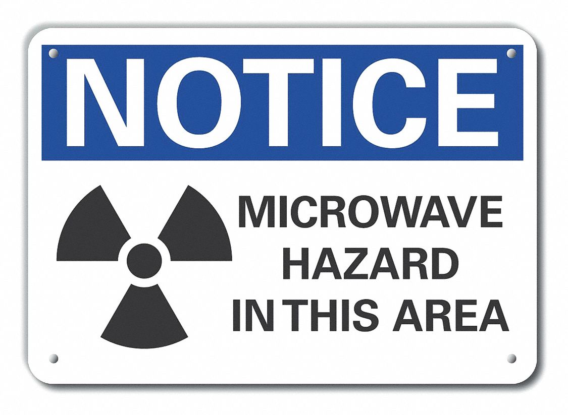 Reflective  Microwave Notice Sign: Aluminum, Mounting Holes Sign Mounting, Engineer Grade