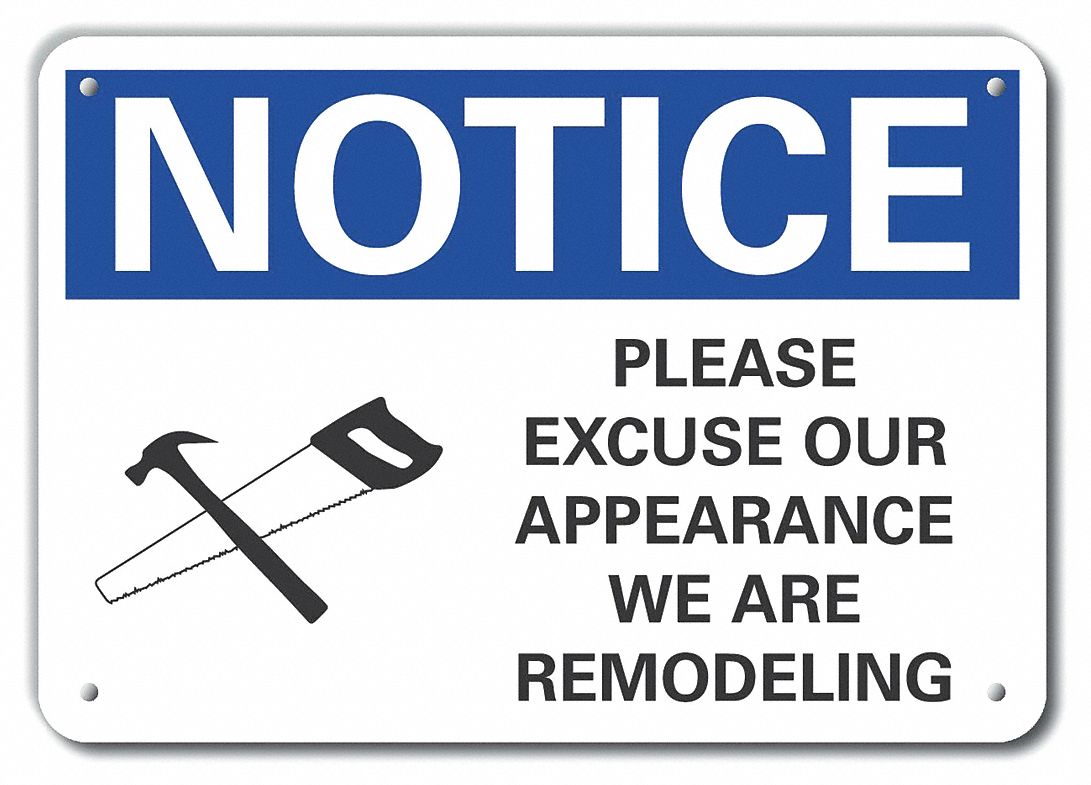 Reflective Construction Area Notice Sign: Aluminum, Mounting Holes Sign Mounting, Engineer Grade
