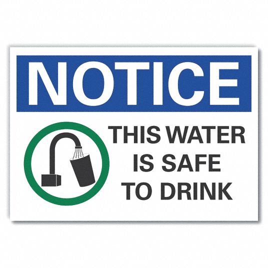 LYLE Potable Water Notice Reflective Label, Sign Format ANSI/OSHA