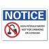 Notice: Non-Potable Water Not For Drinking Or Cooking Signs
